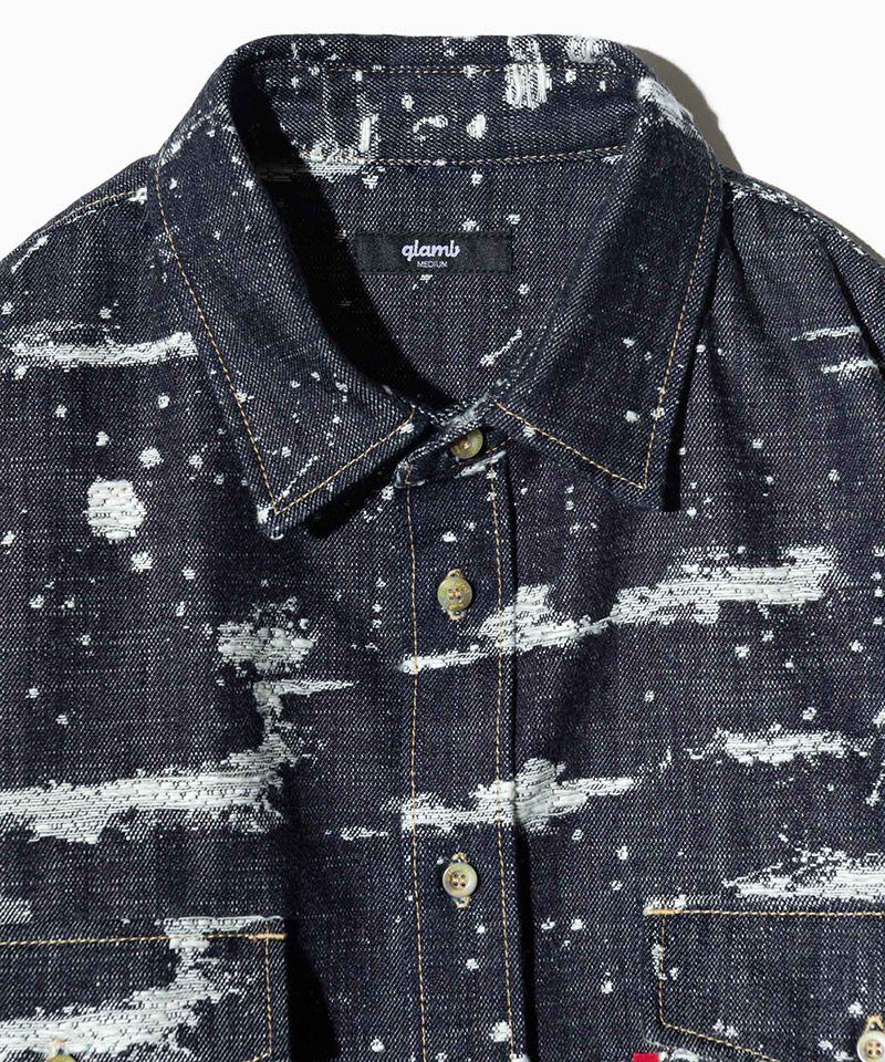 glamb(グラム)】Splash Jacquard Denim Shirt ジャガードデニム