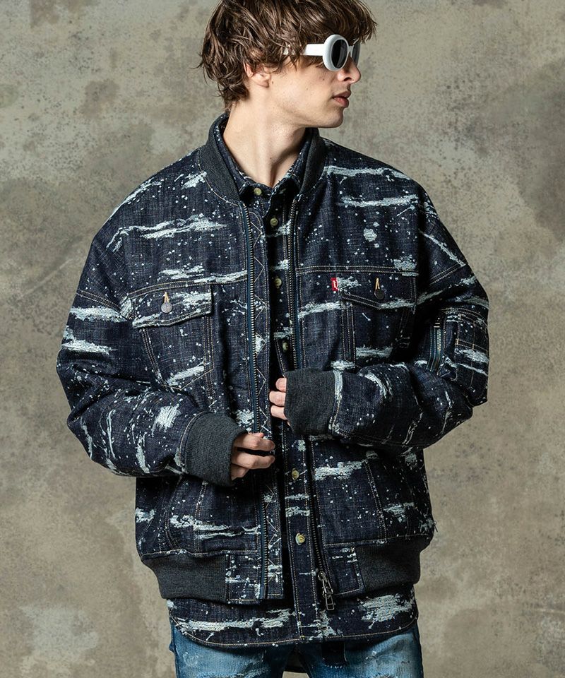glamb(グラム)】Splash Jacquard Denim MA-1 スプラッシュジャガード