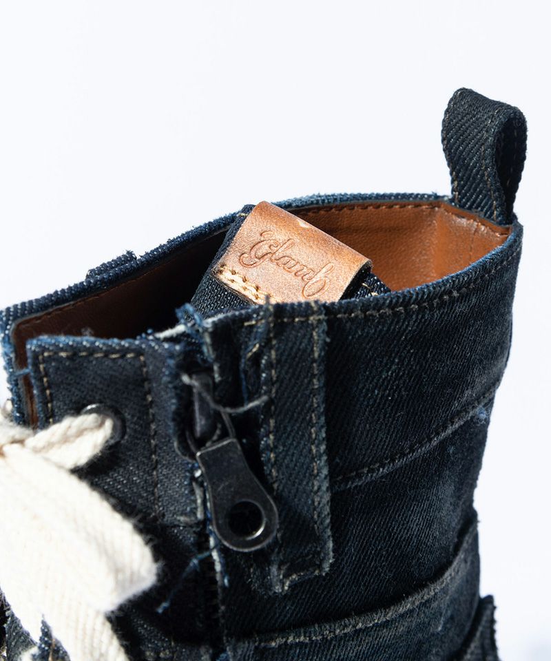 glamb♡デニムブーツ インディゴブルー Oiled Denim Boots / オイルドデニムブーツ（ブーツ）｜glamb（グラム