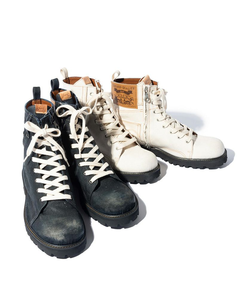 新品／グラム glamb／汚し・ダメージ加工 デニムブーツ／28㎝、28,5㎝ glamb ブーツ Oiled Denim Boots / オイルドデニムブーツ メンズ