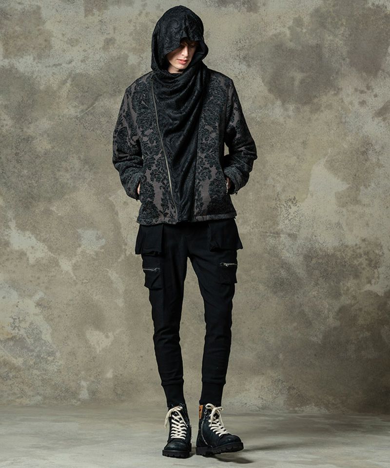 glamb(グラム)】STUNN Drape Neck Jacket スタンドレープネック