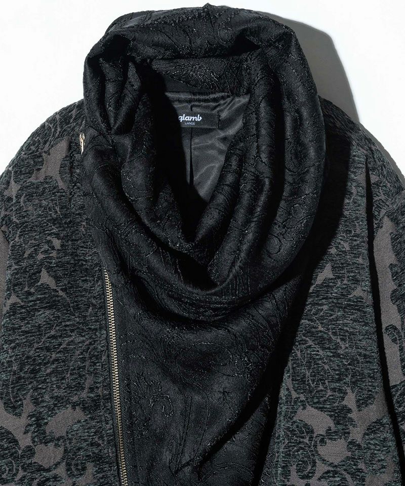 glamb(グラム)】STUNN Drape Neck Jacket スタンドレープネック