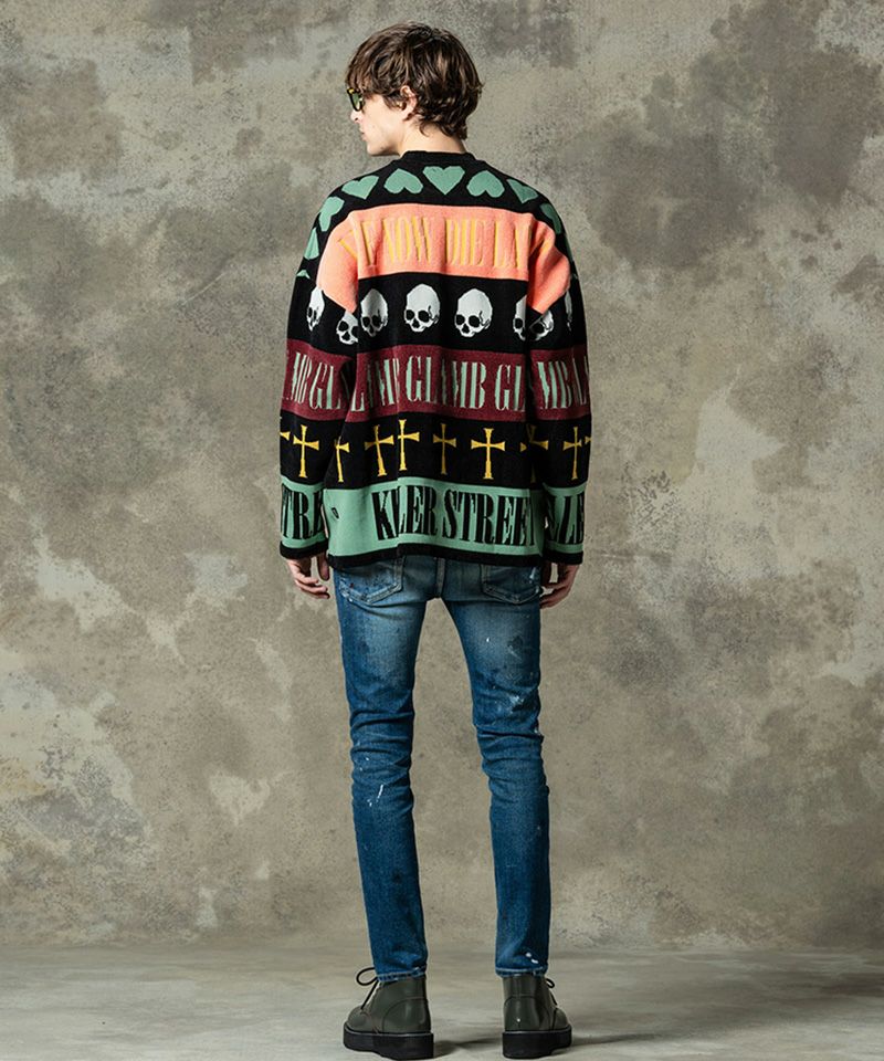 glamb(グラム)】Grunge Symbols Pullover Knit グランジシンボルプル 