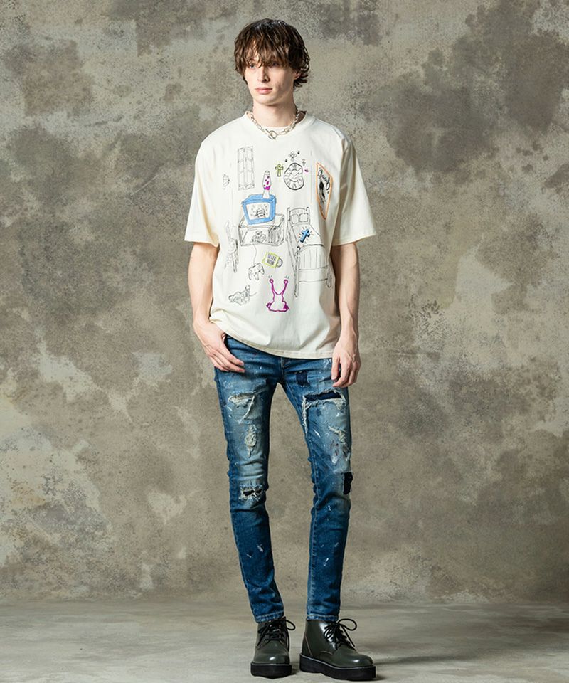 【激レア逸品】glamb グラム ペインティングTシャツ　グランジ GB0125/CS08 : Grunge Room T-Shirt / グランジルームTシャツ
