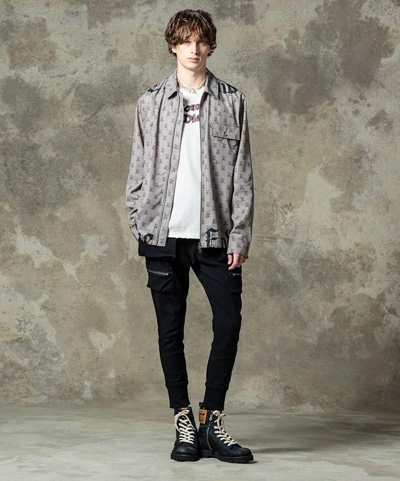 glamb(グラム)】Monogram Black Letter Shirt モノグラムブラック 
