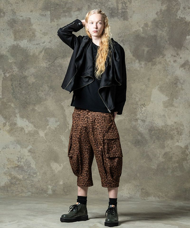 glamb 黒 サルエルカーゴパンツ 　裾リブ glamb カーゴパンツ Rib Layered Cargo Pants / リブレイヤード