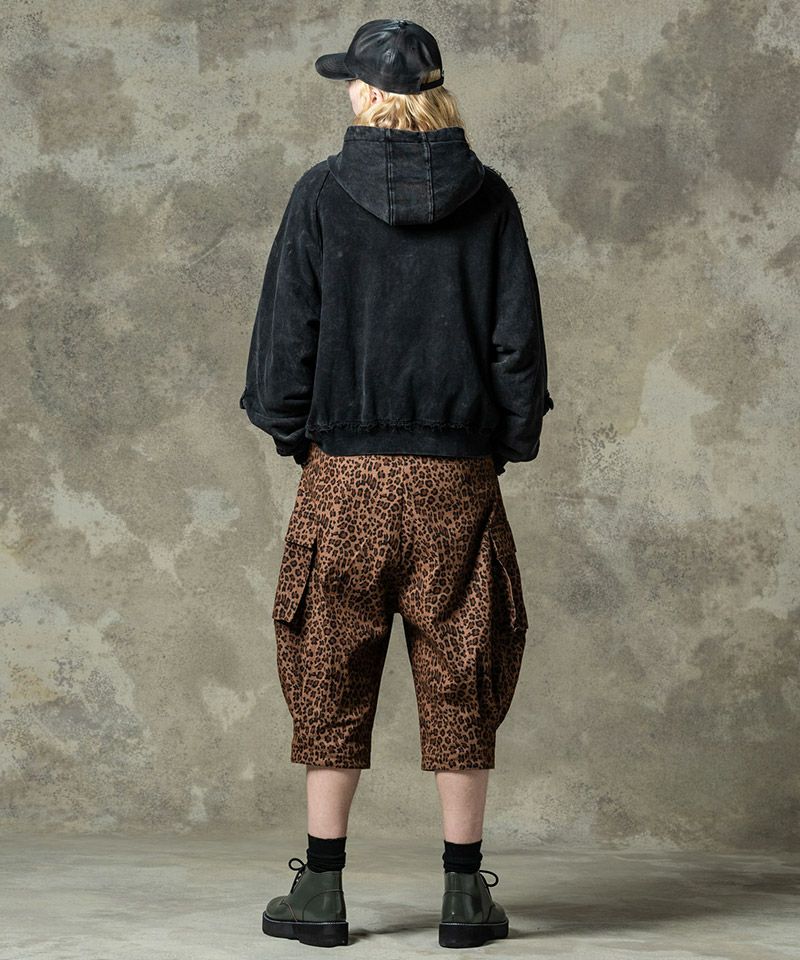 【美品】グラム/クロップドサルエルカーゴパンツ/ショートパンツ/グレー/ポンチ 美品】グラム/クロップドサルエルカーゴパンツ/ショートパンツ