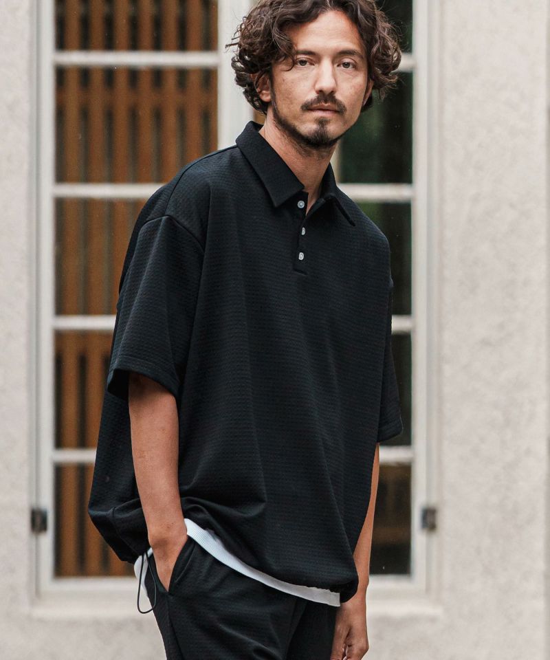 CAMBIO(カンビオ)】裾絞りジャガードカットポロシャツ(CMB-R0127