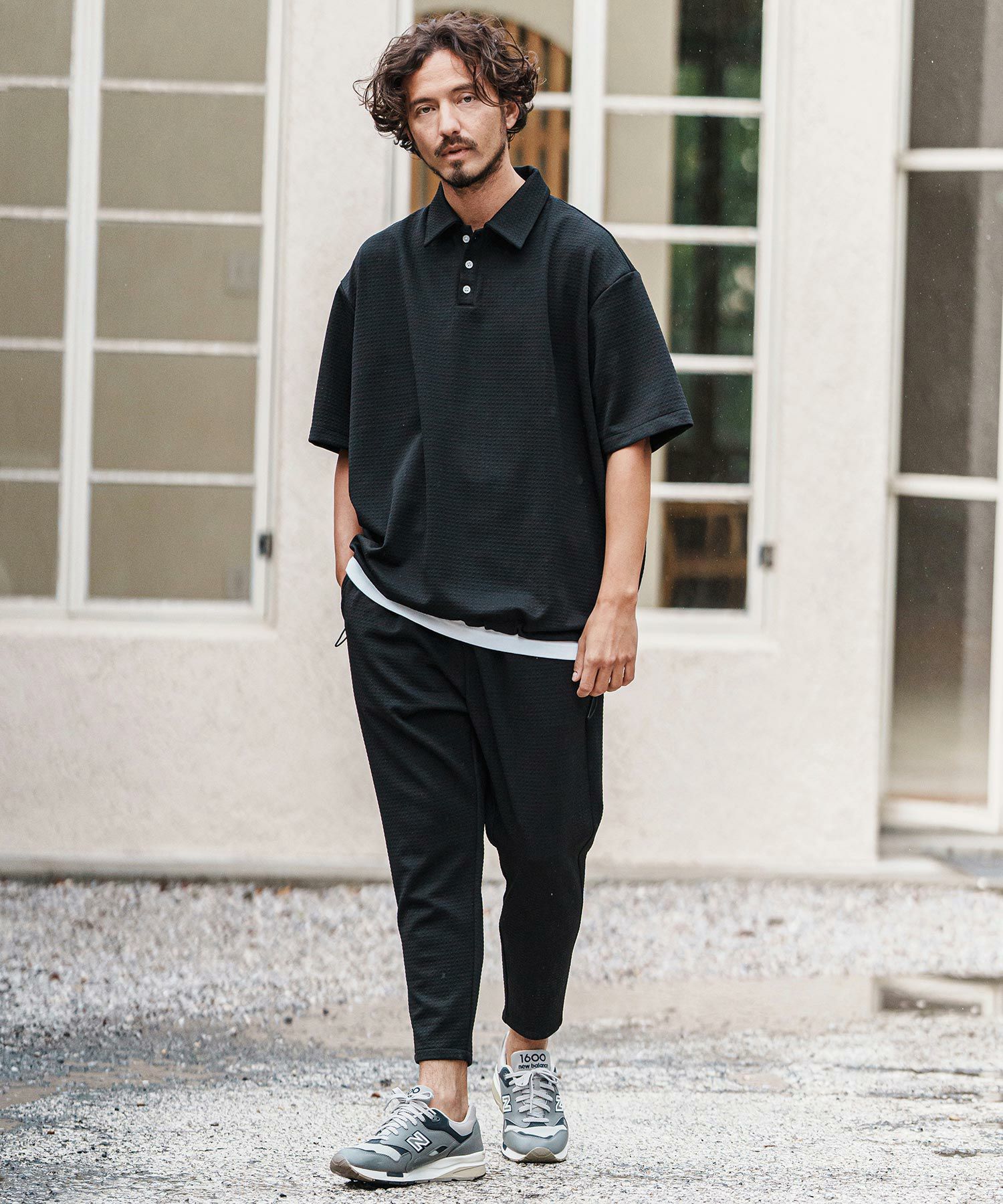 CAMBIO(カンビオ)】裾絞りジャガードカットポロシャツ(CMB-R0127