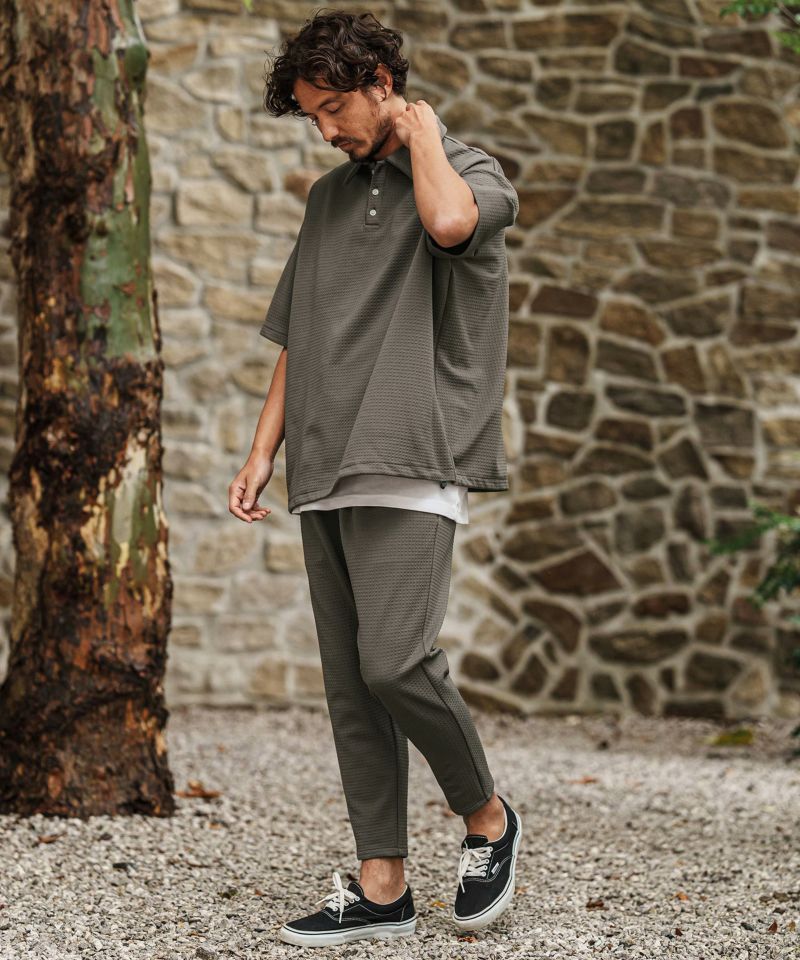 CAMBIO(カンビオ)】裾絞りジャガードカットポロシャツ(CMB-R0127