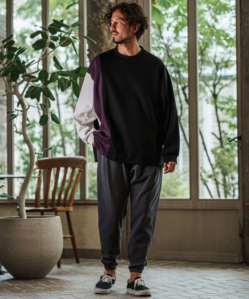 CAMBIO(カンビオ)】袖切り替え配色ポンチカットソー(CMB-R0142