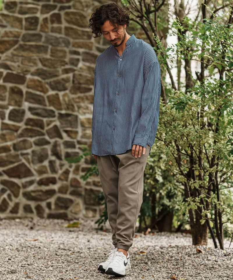CAMBIO(カンビオ)】Silky Stripe Denim Skipper Band Collar