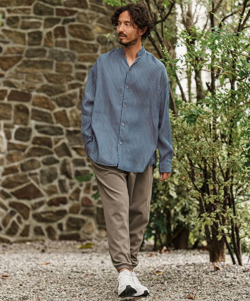 CAMBIO(カンビオ)】Silky Stripe Denim Skipper Band Collar