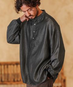 CAMBIO(カンビオ)】Silky Denim Cuffs Rib Skipper Pullover