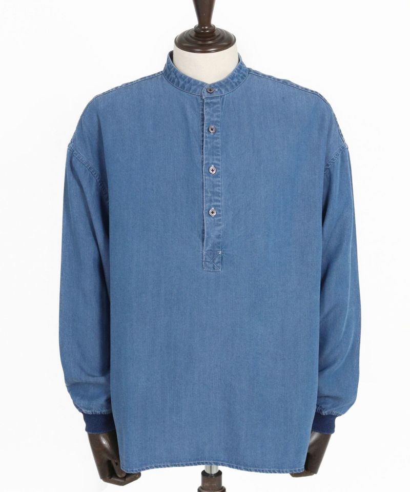 シマページ CAMBIO(カンビオ)】Silky Denim Cuffs Rib Skipper Pullover