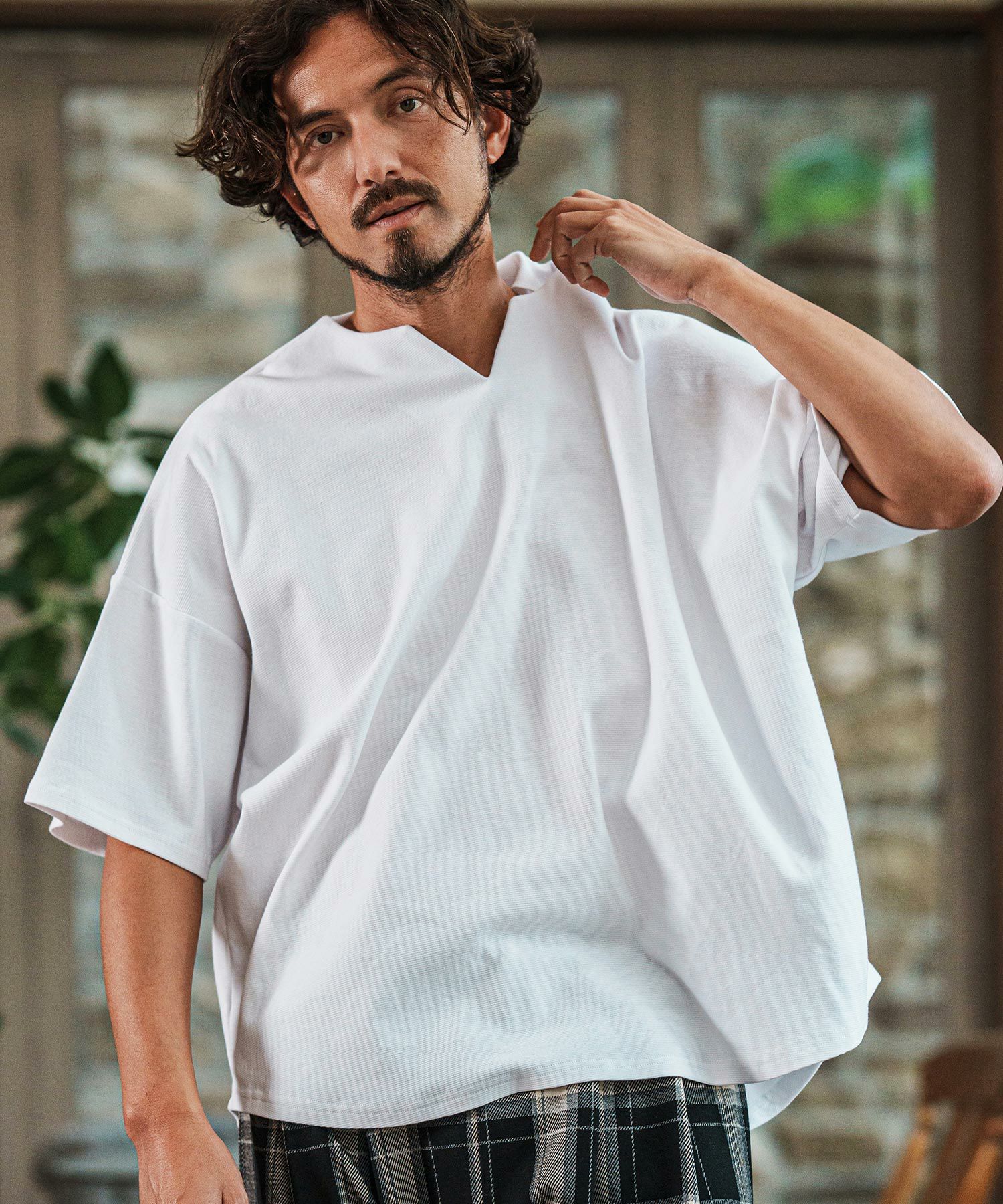 CAMBIO(カンビオ)】Span Fraise Short Sleeve Key Neck Cut Sew