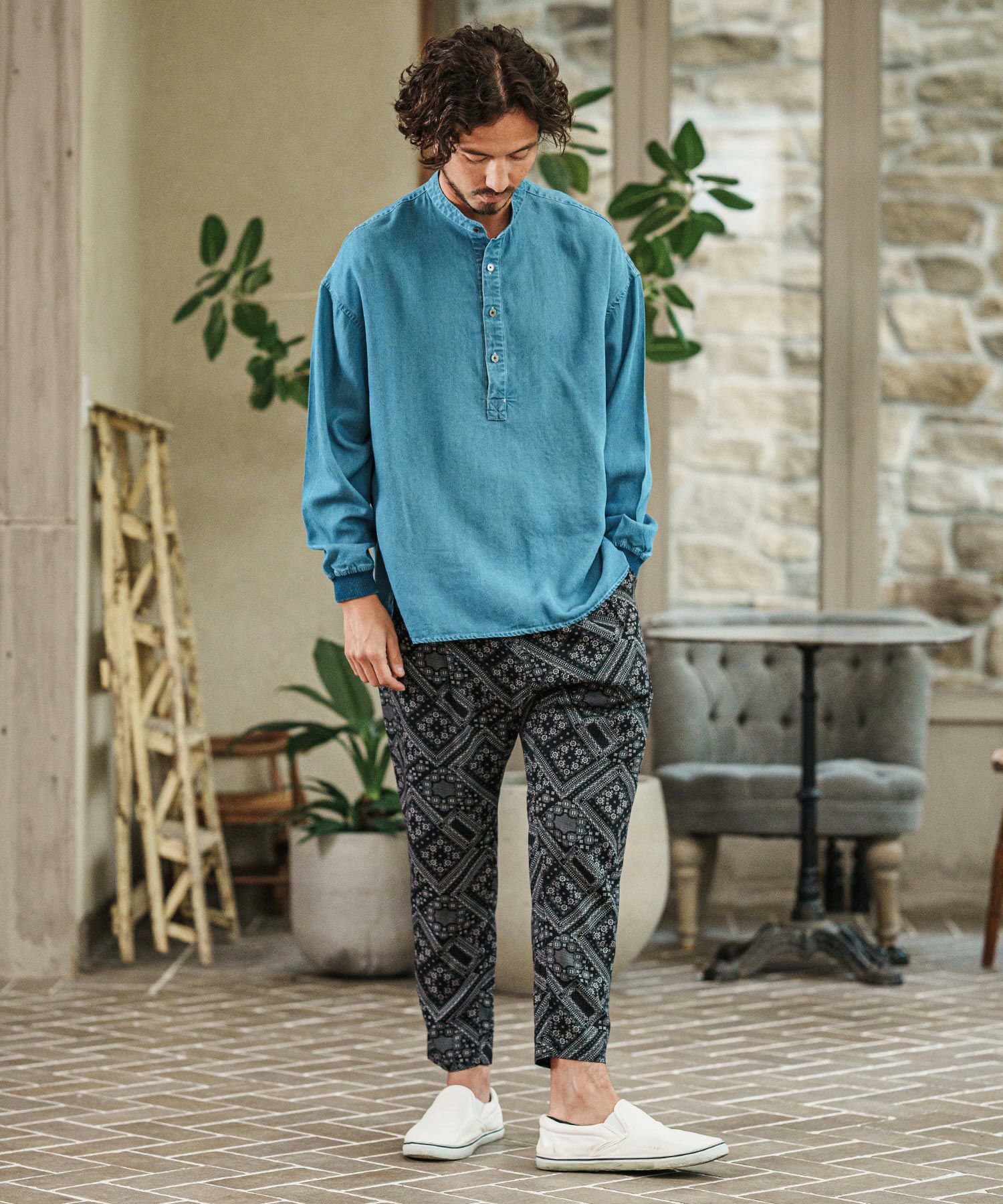 30%OFF【CAMBIO(カンビオ)】Bandana Pattern Relax Tapered Easy Pants