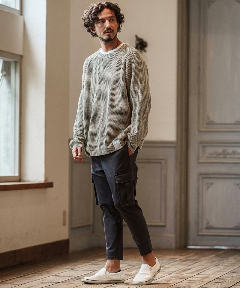 信頼も高い CAMBIO(カンビオ)】Powder Bleached Knit Cotton Waffle ウォーキング・ランニングウェア