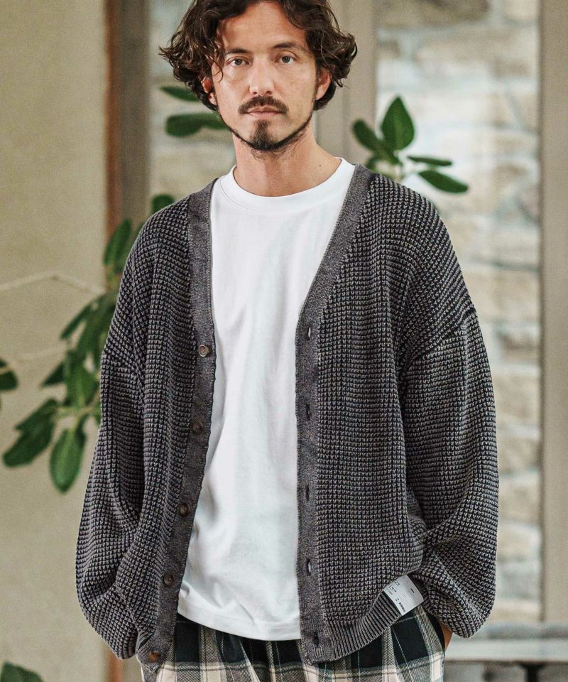 CAMBIO(カンビオ)】Powder Bleached Waffle Cotton Knit Cardigan
