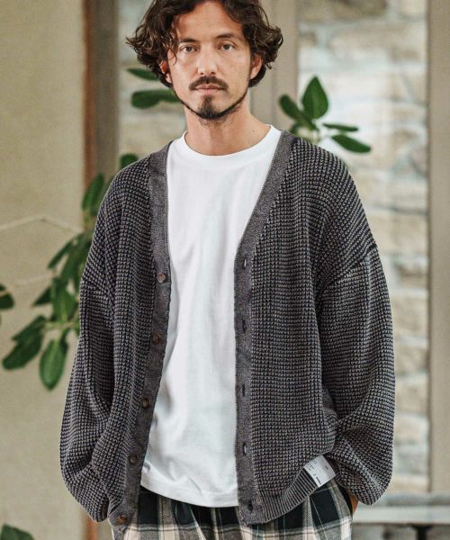 【CAMBIO(カンビオ)】Powder Bleached Waffle Cotton Knit Cardigan カーディガン(PF-251-010)