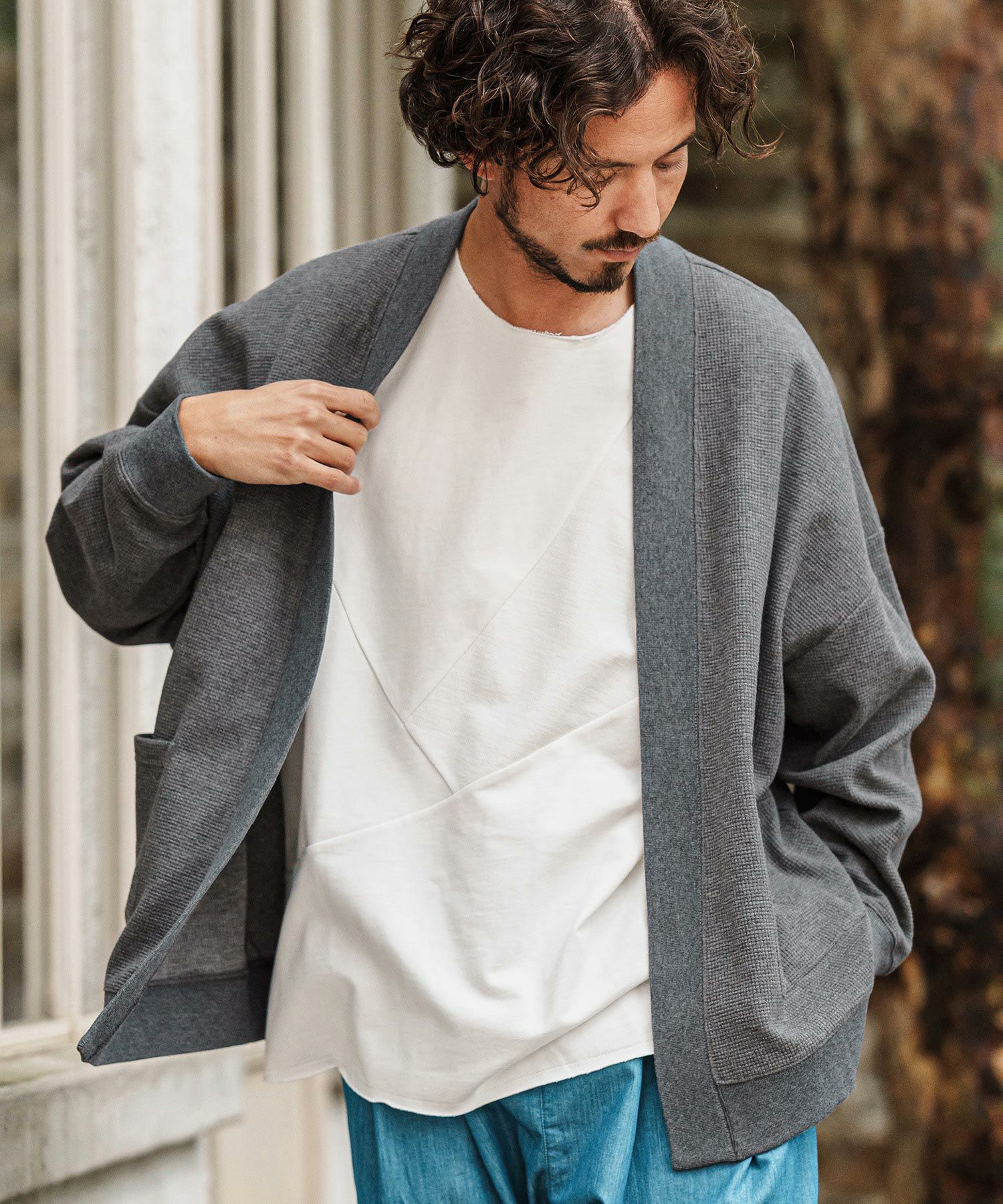 CAMBIO(カンビオ)】Tricot Jersey Waffle Buttonless Cardigan