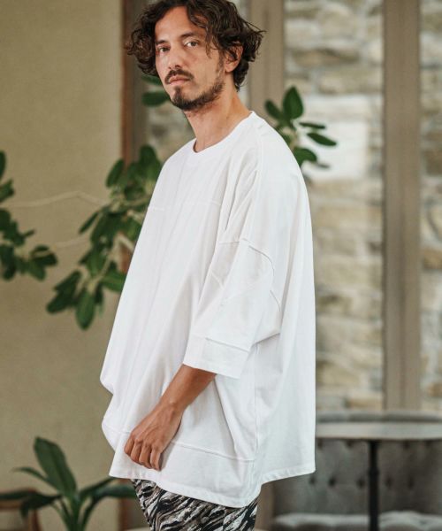 【CAMBIO(カンビオ)】Switching Design Accent 3-4 Sleeve Cut sew 半端袖カットソー(S42025cmb)