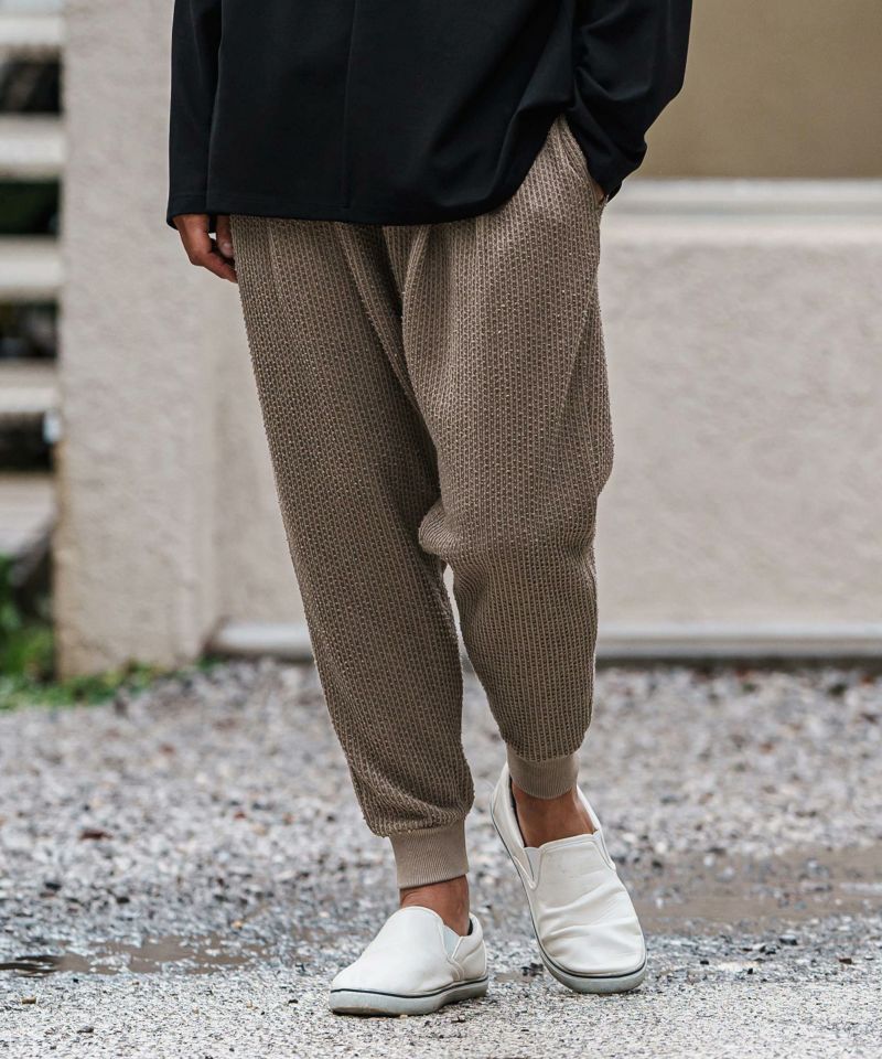 papier リブパンツ CAMBIO(カンビオ)】Dobby Jacquard Cut Sew Tapered Pants