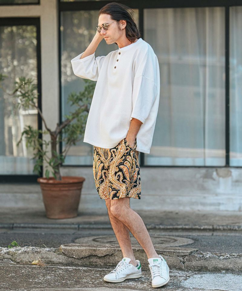 CAMBIO(カンビオ)】ペイズリー総柄サルエルショートパンツ(CMB