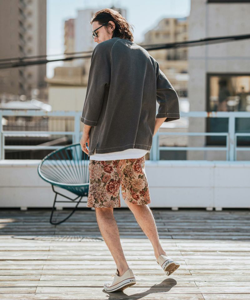 CAMBIO(カンビオ)】Pigment Waffle Raglan Sleeve Crew Neck Cut