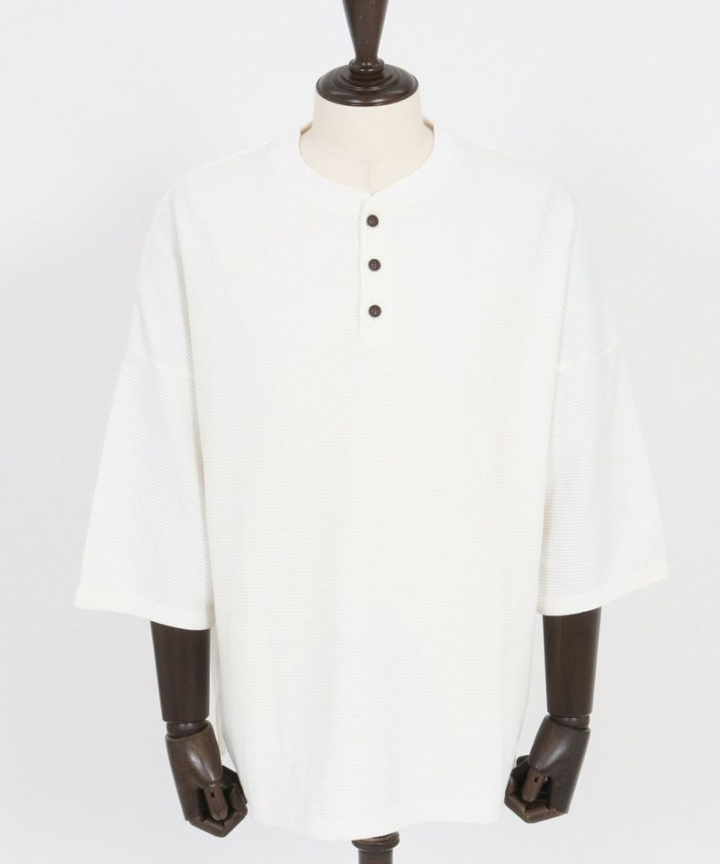 CAMBIO(カンビオ)】Pigment Waffl Henley Neck Cut sew ヘンリー