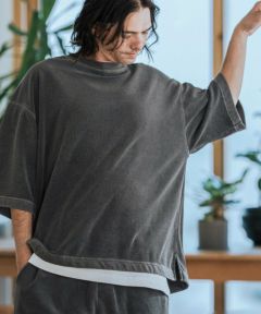 【新品美品】コンビネーションTシャツ [S241-01] CAMBIO(カンビオ)】Pigment Pile Short Sleeve Cut sew パイルT
