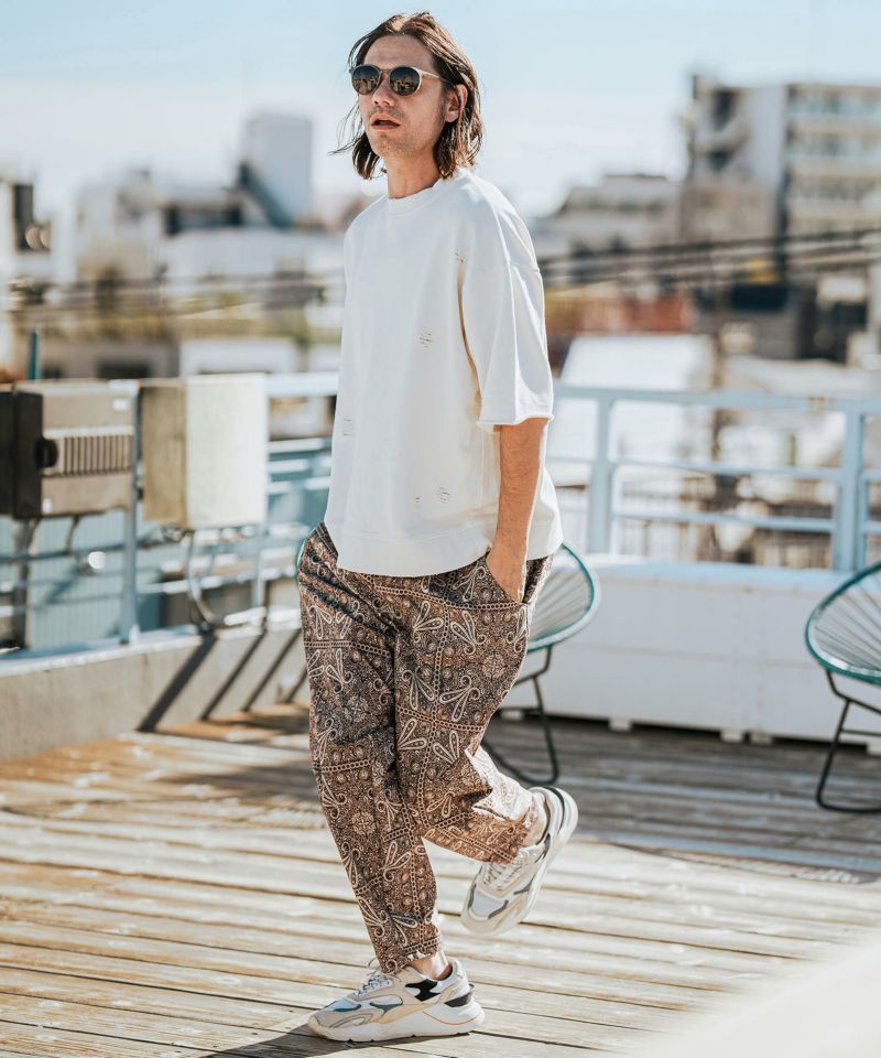 CAMBIO イージーパンツ・L△カンビオ/ペイズリー柄/テーパード/メンズ