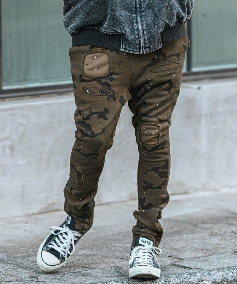 CAMBIO(カンビオ)】Distressed Camouflage Print Sweat Jodhpurs