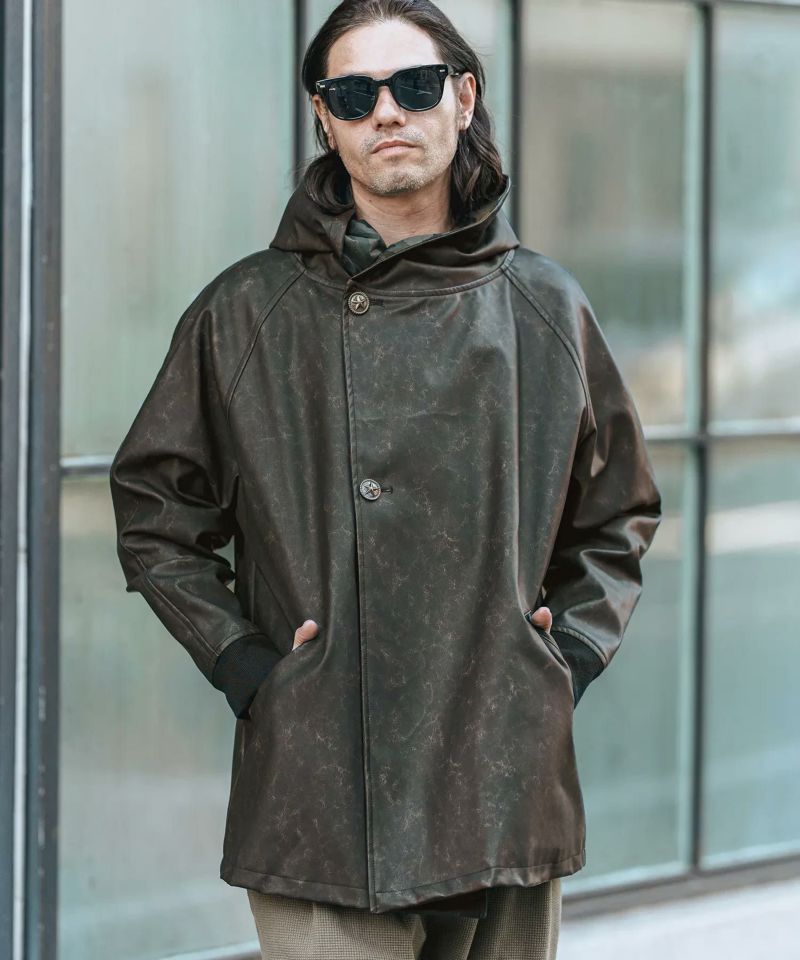 CAMBIO コート CAMBIO(カンビオ)】Vintage Like Synthetic Leather Poncho Like