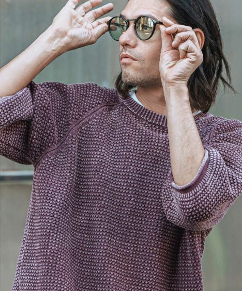 【CAMBIO(カンビオ)】Pigment Waffle Knit Short Sleeve Pullover クルーネックニット(CMP-251-006)