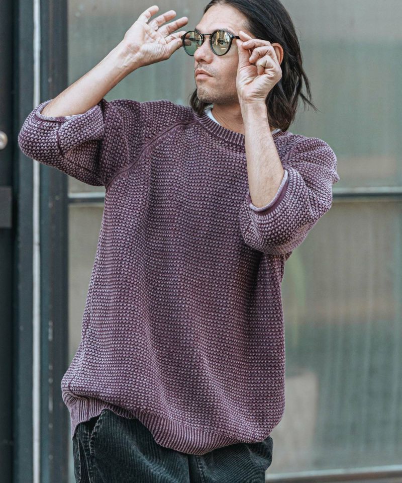 CAMBIO(カンビオ)】Pigment Waffle Knit Short Sleeve Pullover
