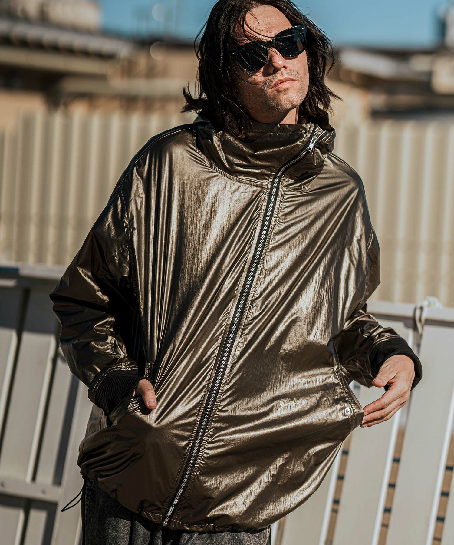 CAMBIO(カンビオ)】Metallic Coating Hooded Blouson ブルゾン(MIU-251 