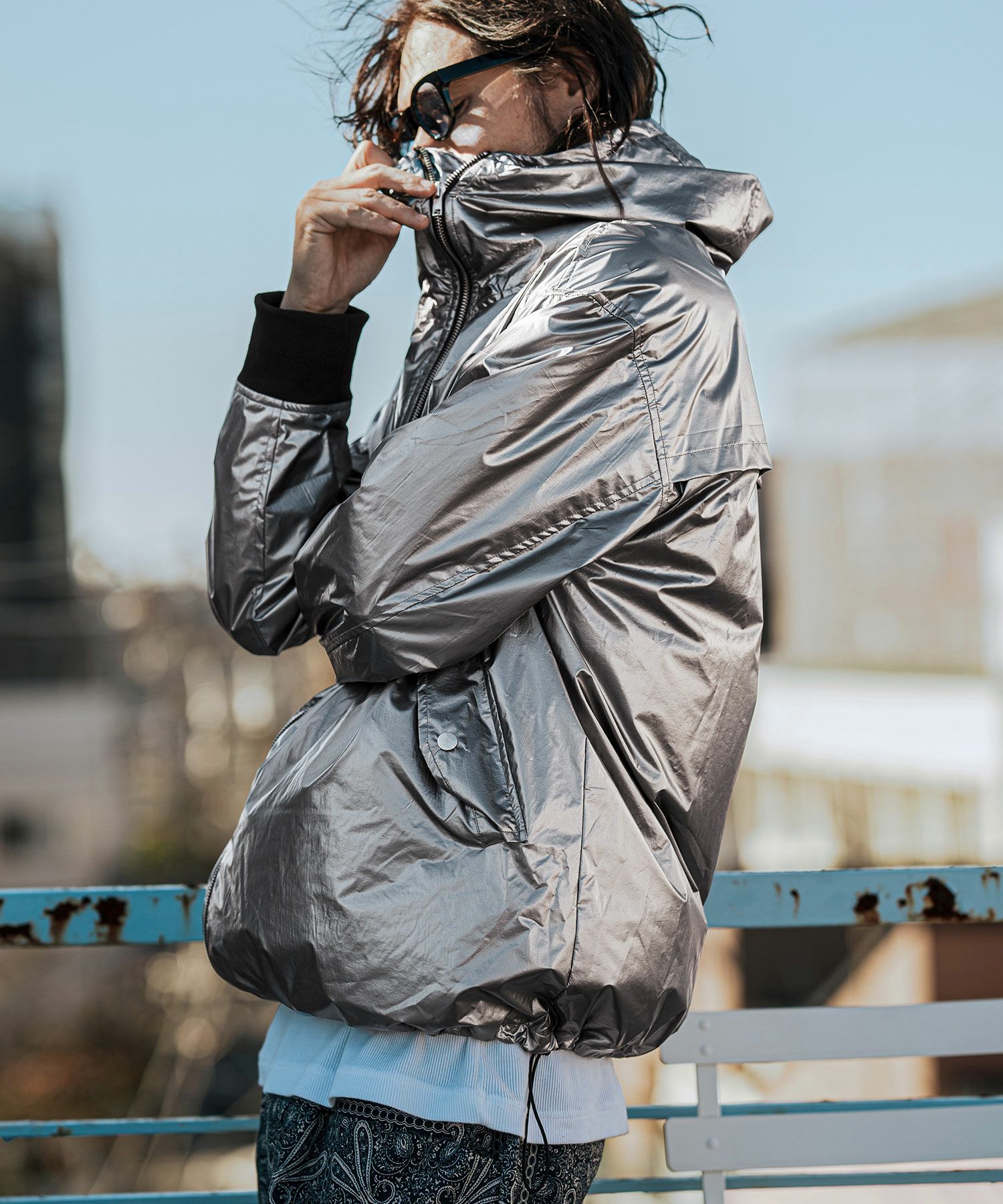 CAMBIO(カンビオ)】Metallic Coating Hooded Blouson ブルゾン(MIU-251 