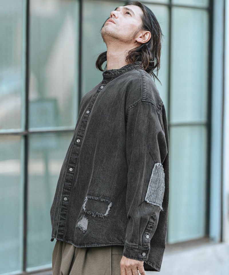 CAMBIO(カンビオ)】Hickory Patchwork Denim Shirts デニム