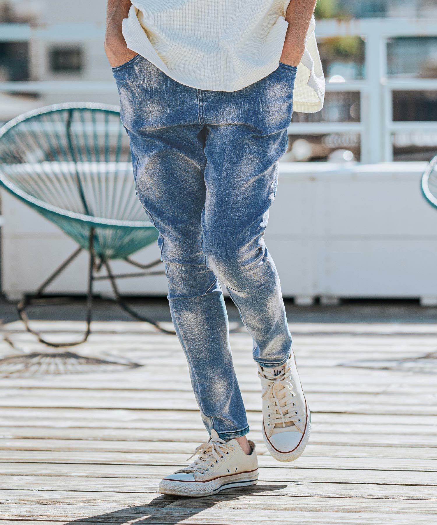 CAMBIO(カンビオ)】Spotted Bleached Stretch Denim Jodhpurs Pants