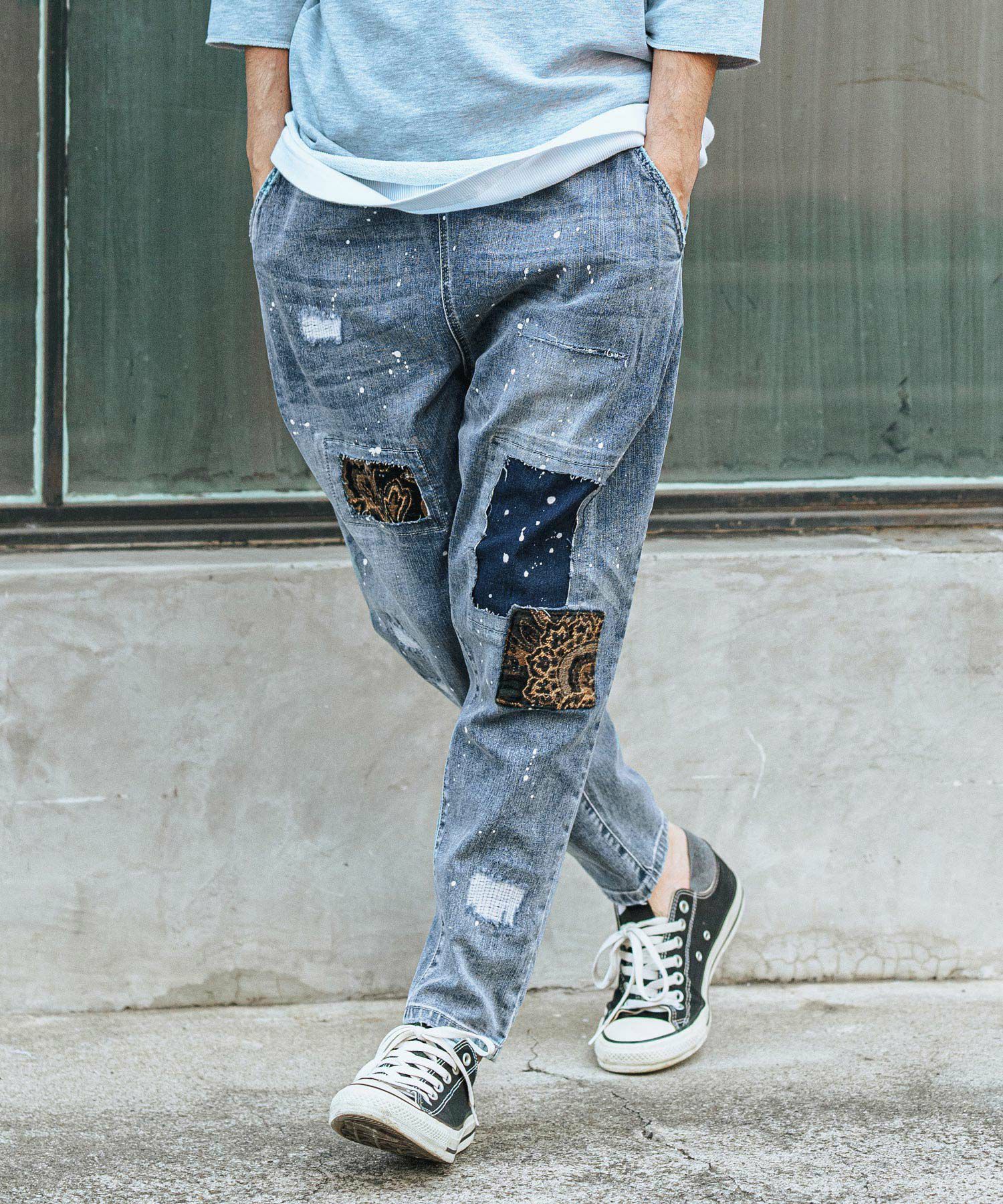 CAMBIO(カンビオ)】Distressed Soft Balloon Silhouette Denim Pants