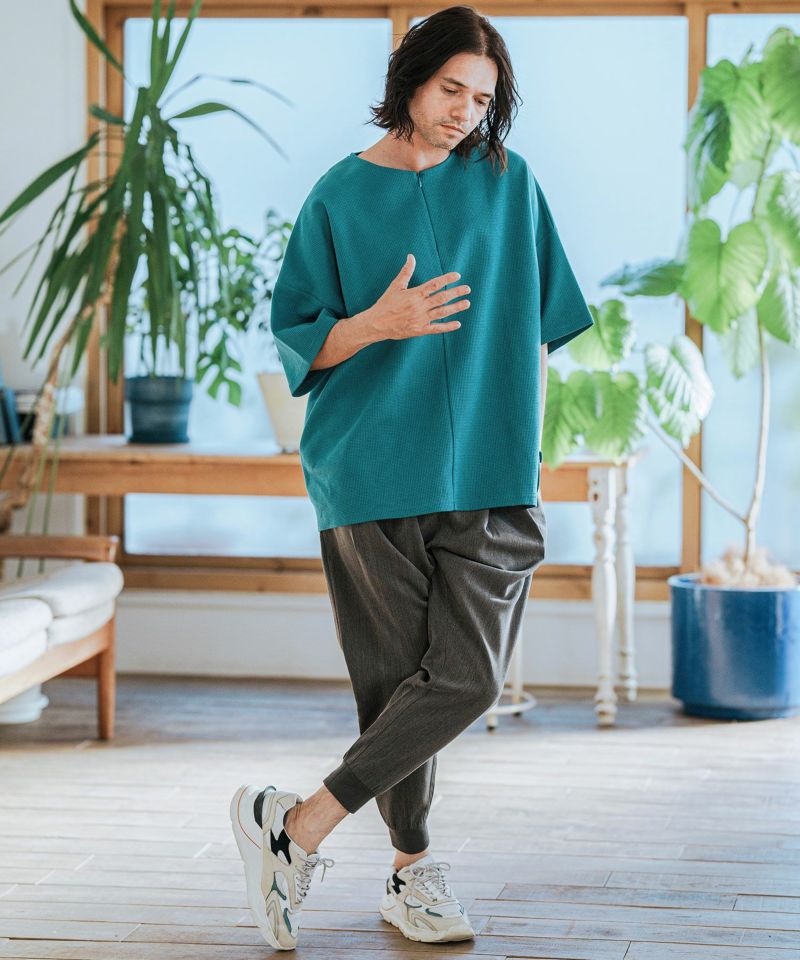【misa】CAMBIO カンビオ ワッフルTシャツ セットアップ CAMBIO(カンビオ)】Tricot Waffle Key Neck Dolman Sleeve Cut