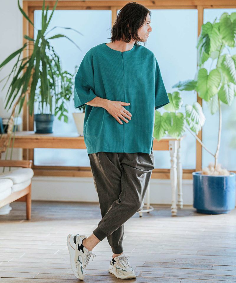 ミューナFFR１枚 CAMBIO(カンビオ)】Tricot Waffle Key Neck Dolman Sleeve Cut