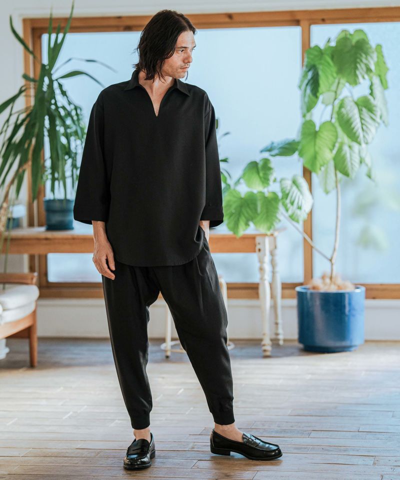 CAMBIO 黒 リブ編み ジョガーパンツ CAMBIO(カンビオ)】Slacks Fabric Jogger Pants ジョガーパンツ
