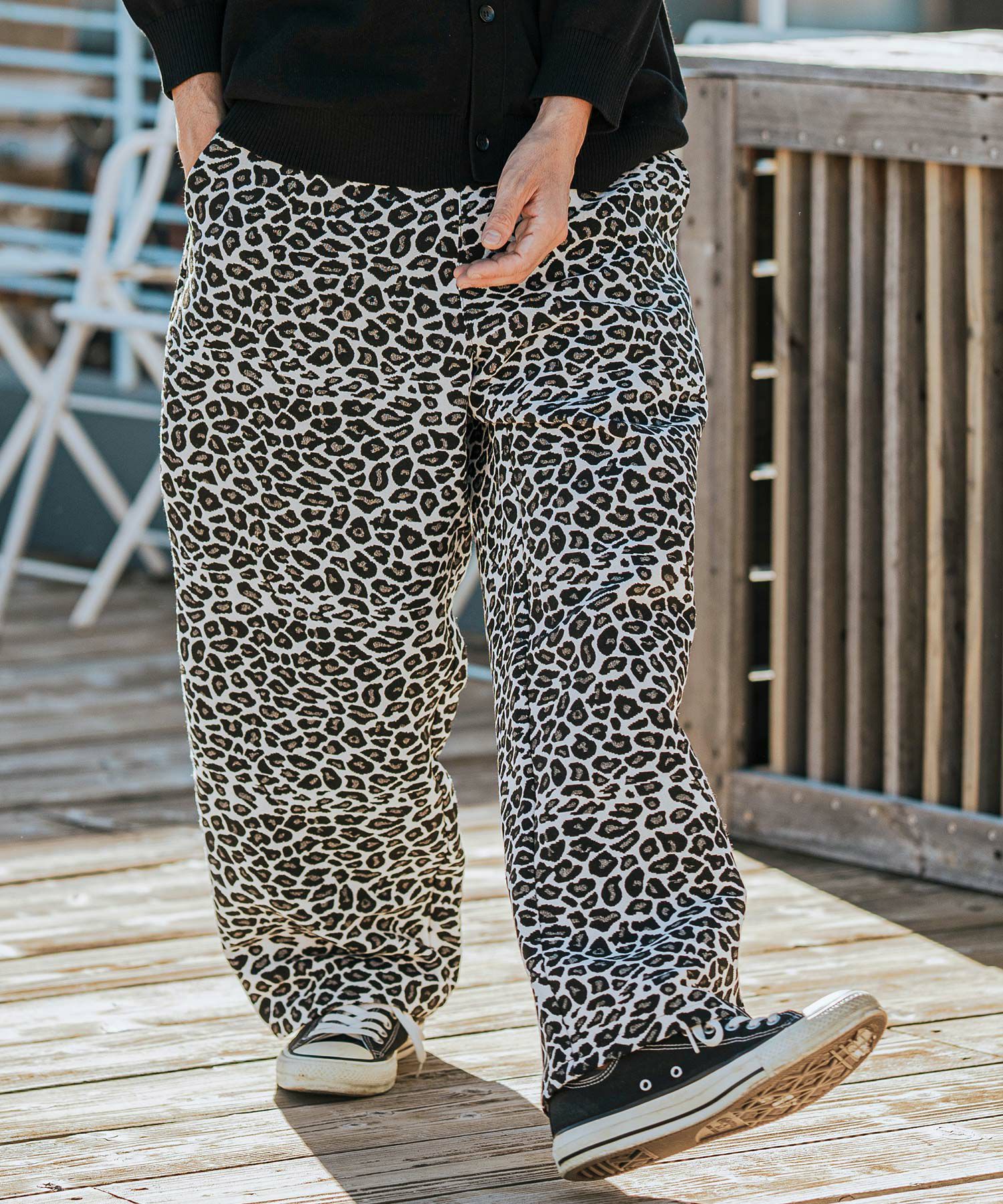 CAMBIO(カンビオ)】Leopard Gobelin Wide Straight Pants ワイド