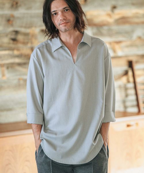 【CAMBIO(カンビオ)】Drape 3-4 Sleeve Skipper Pullover Shirts 七分袖シャツ(S43925cmb)