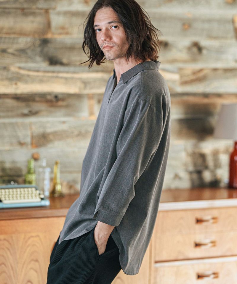 CAMBIO(カンビオ)】Drape 3-4 Sleeve Skipper Pullover Shirts