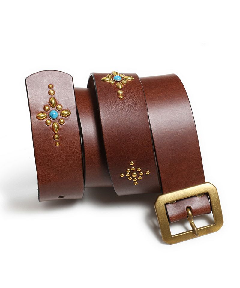 オリーブドラブ ベルト アメリカ製 ROTAR(ローター)】Liscio leather Studs Belt ベルト(rt2489015