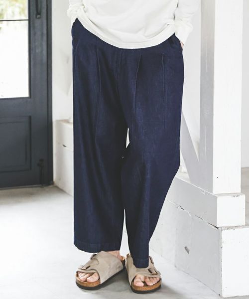 30%OFF【MROLIVE(ミスターオリーブ)】 RINSE WASH 8oz DENIM - 2TACK WIDE EASY PANTS デニムパンツ(M251106)