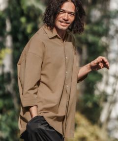 CAMBIO(カンビオ)】Silky Cotton Linen Skipper Shirts シャツ